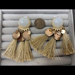Fringe earrings - gold tone